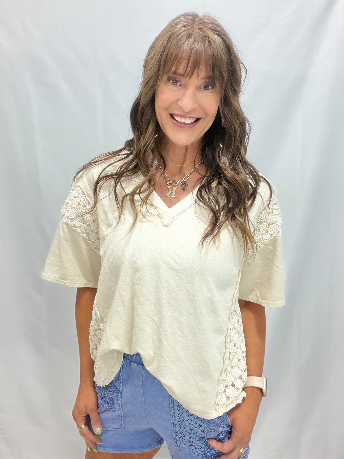 Run Out Of Time Daisy Trim V-Neck Top In 5 Colors