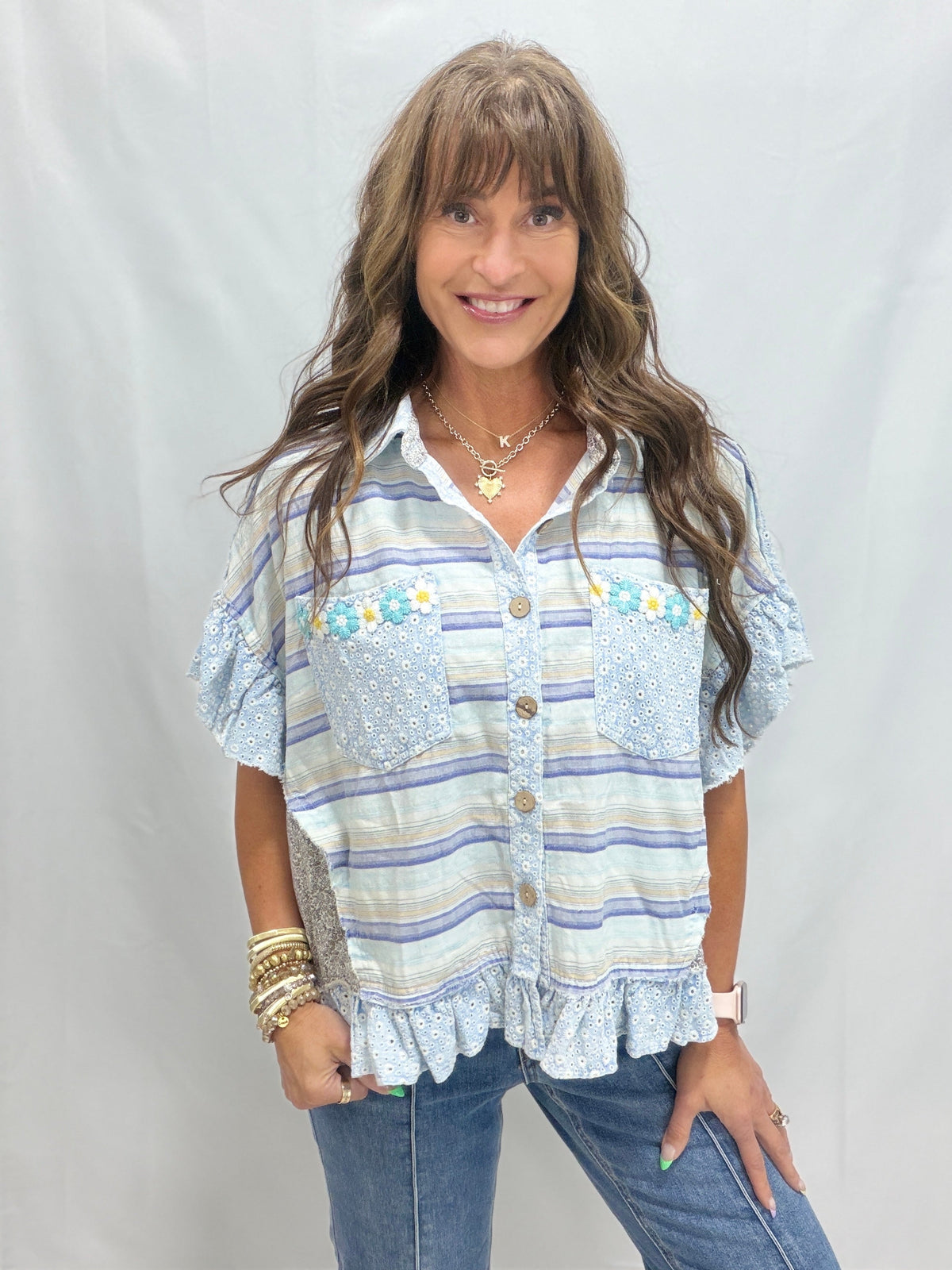 Heirloom Lace Washed Crochet Shirt