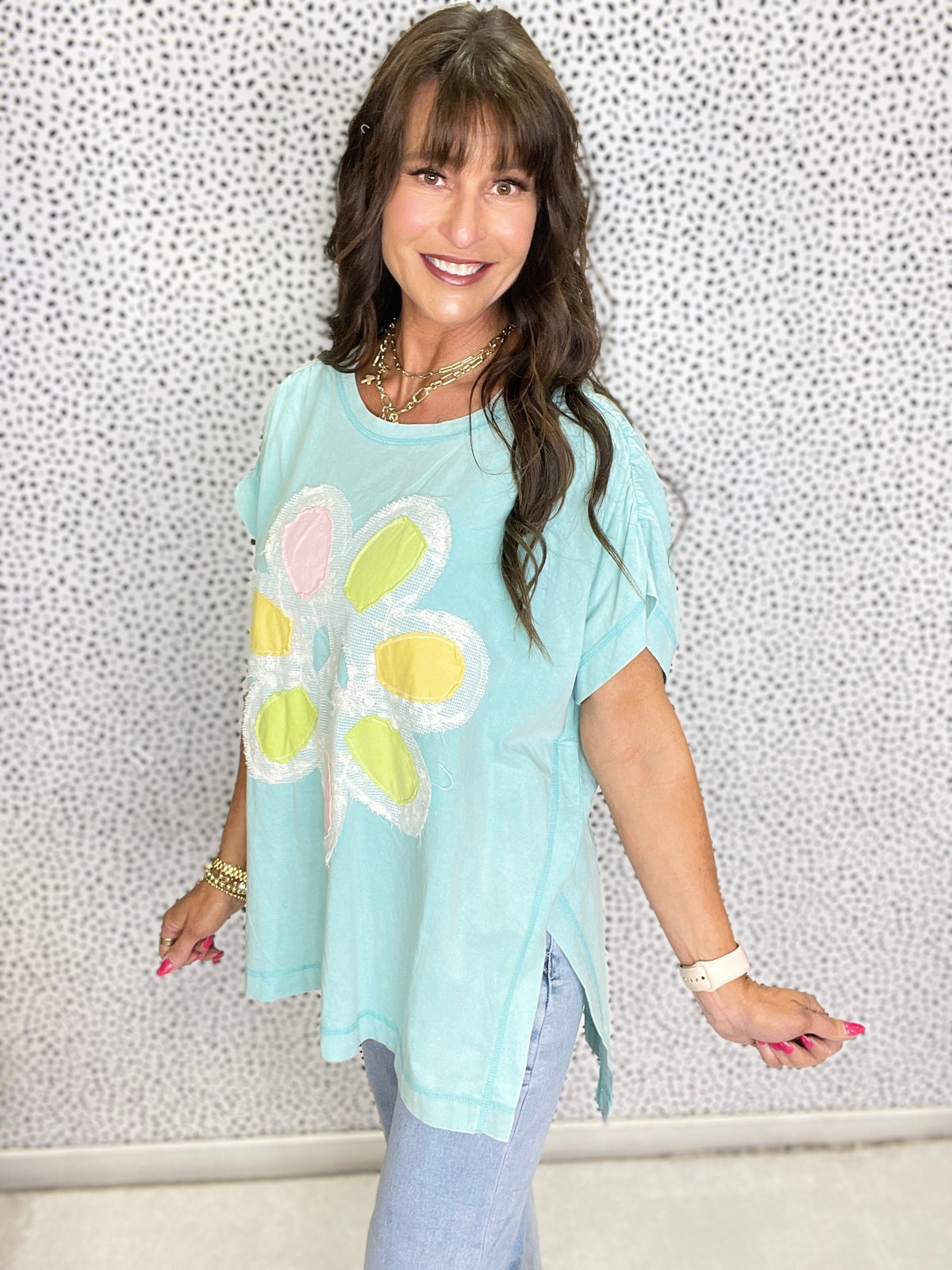 Blossom Breeze Flower Patch Mineral Washed Top In 3 Colors