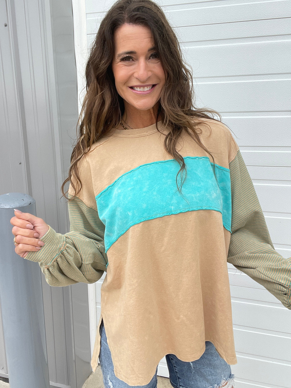 Got A Hunch Color Mix Terry Top In 3 Colors *Final Sale*