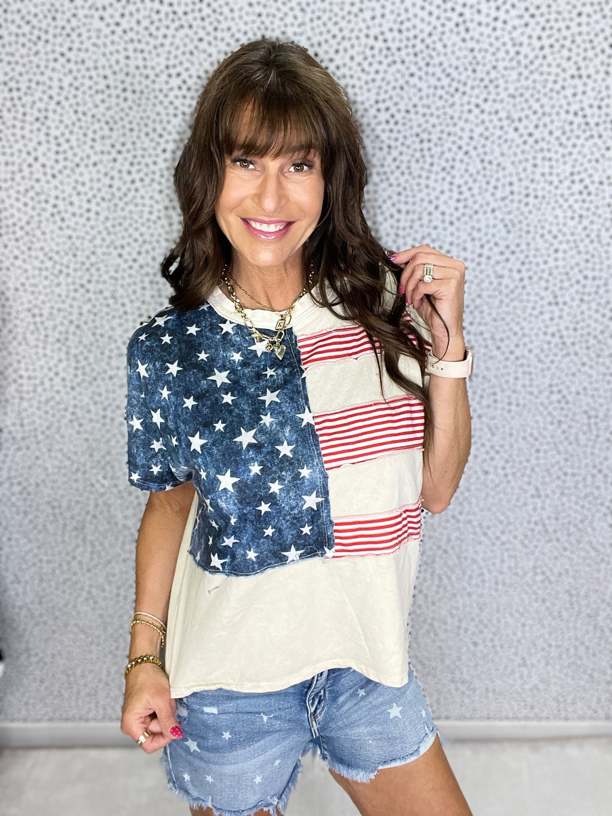 Vintage Americana Short Sleeve Flag Top in 3 Colors