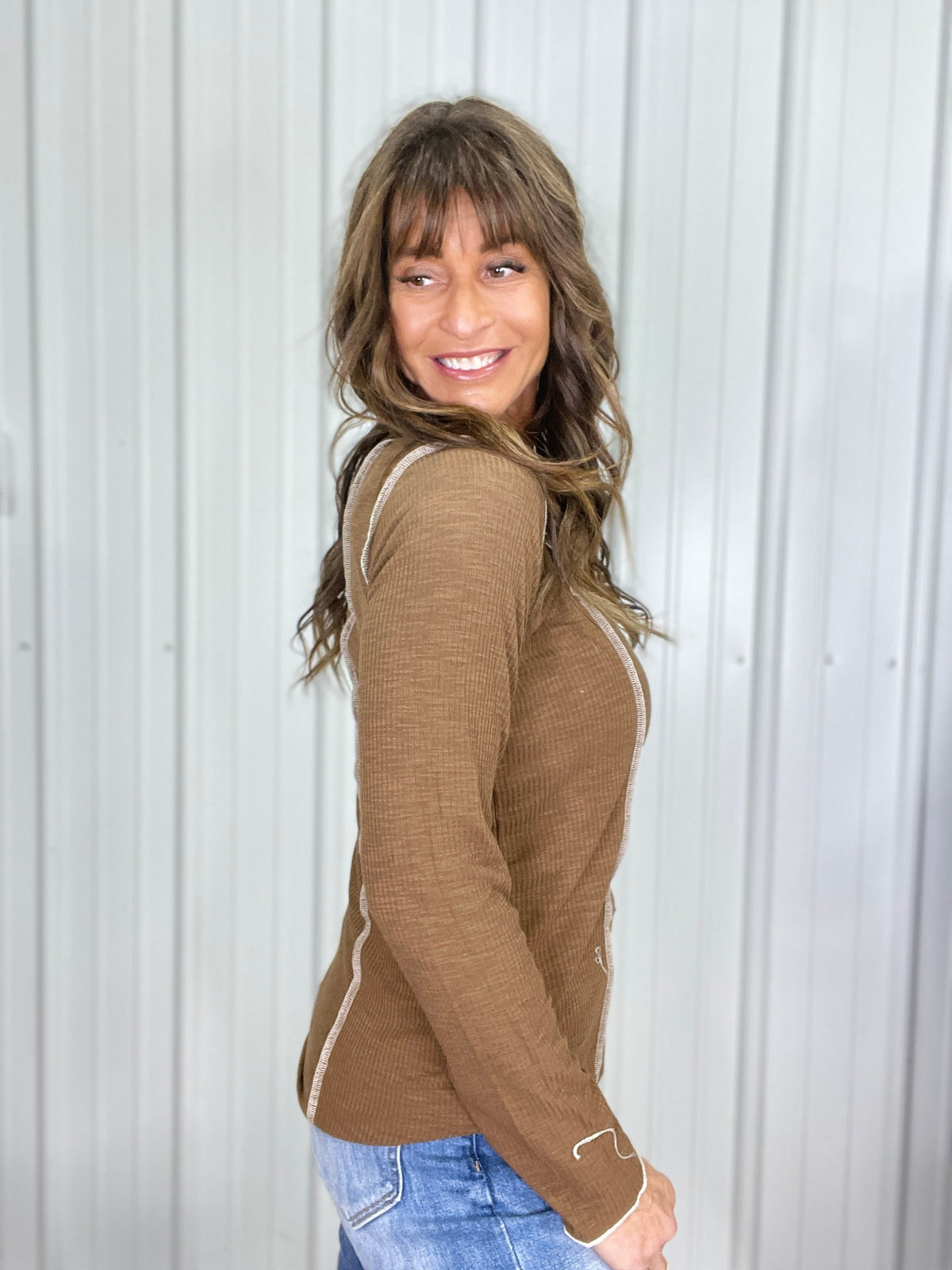 POL Rule Breaker Long Sleeve Top In Rust *Final Sale*