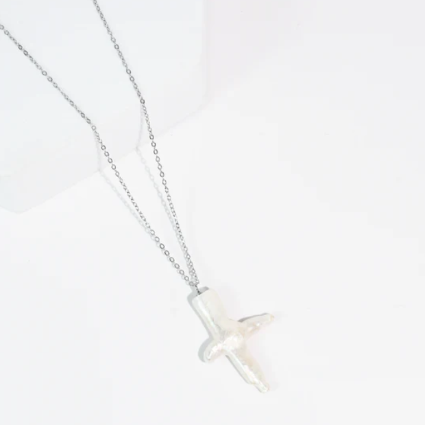 Heavenly Pearl Cross Necklace In 2 Colors *Final Sale*