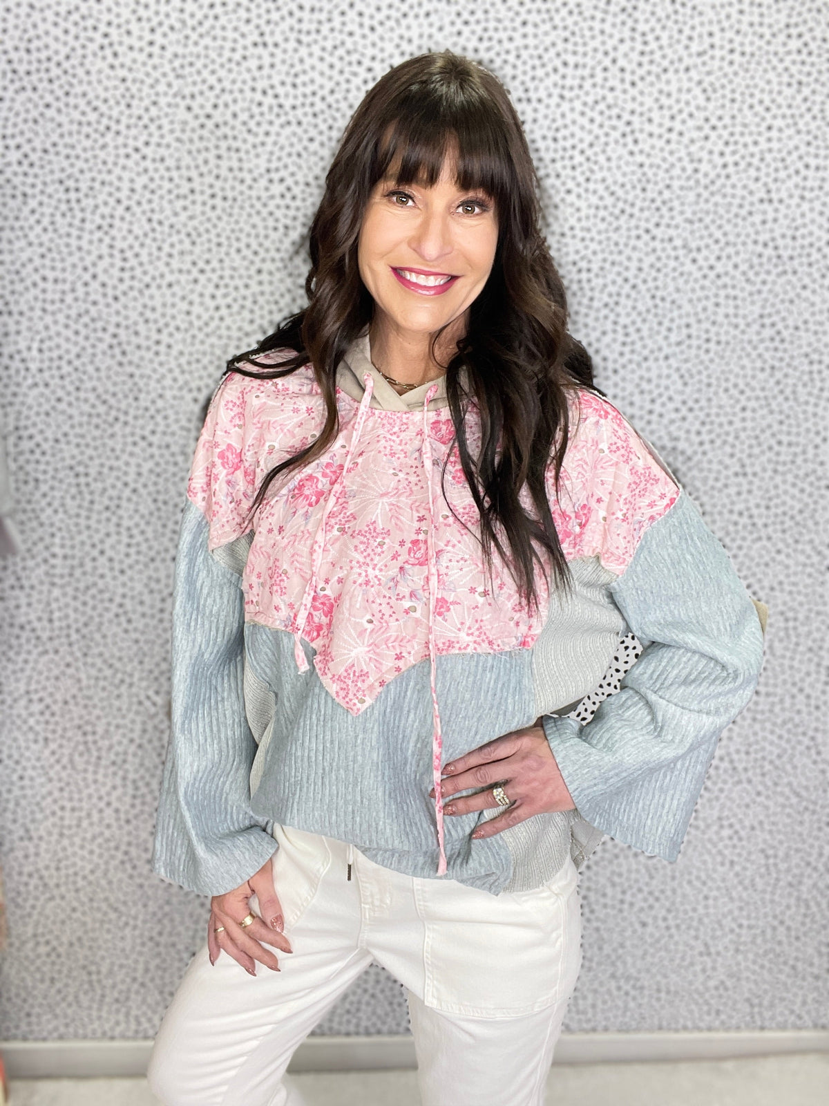 POL Higher Places Hooded Bell Sleeve Top In Grey *Final Sale*