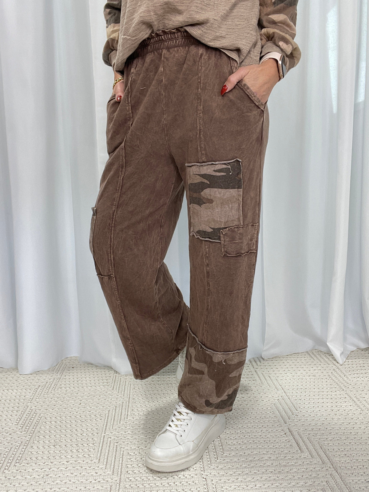 Enjoy Your Day Camo Patch Pants In 4 Colors