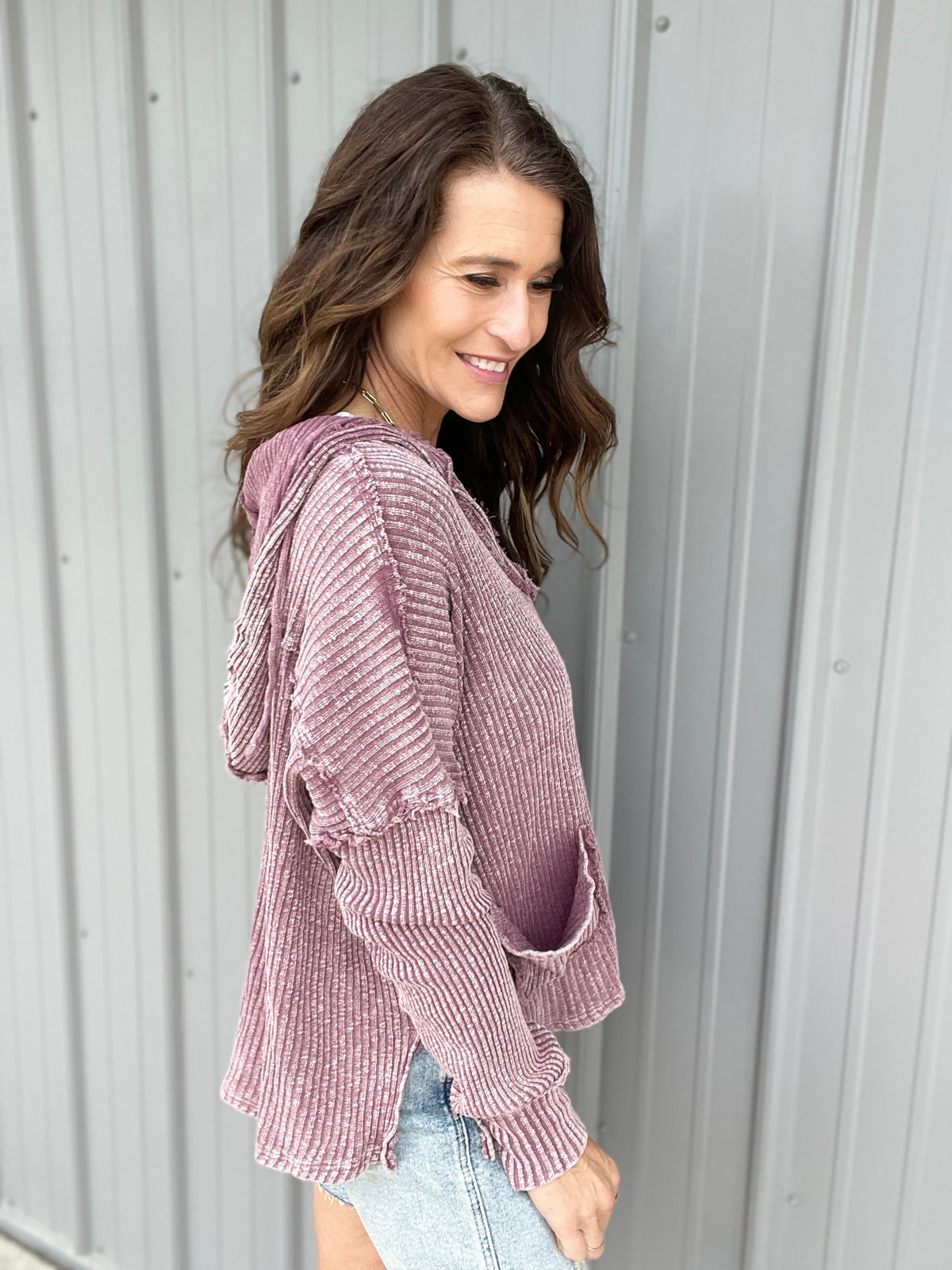 Set Your Goals Rib Knit Hoodie In 7 Colors: Khaki, Plum, Mocha, Blue, Mushroom, Oatmeal, Sage *Final Sale*