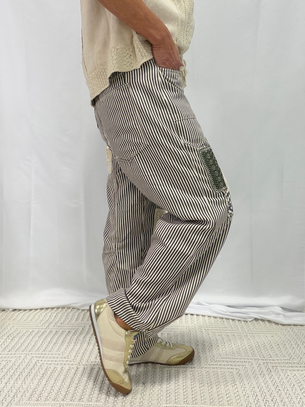POL Whole Sky Patchwork Detail Pants In 2 Colors