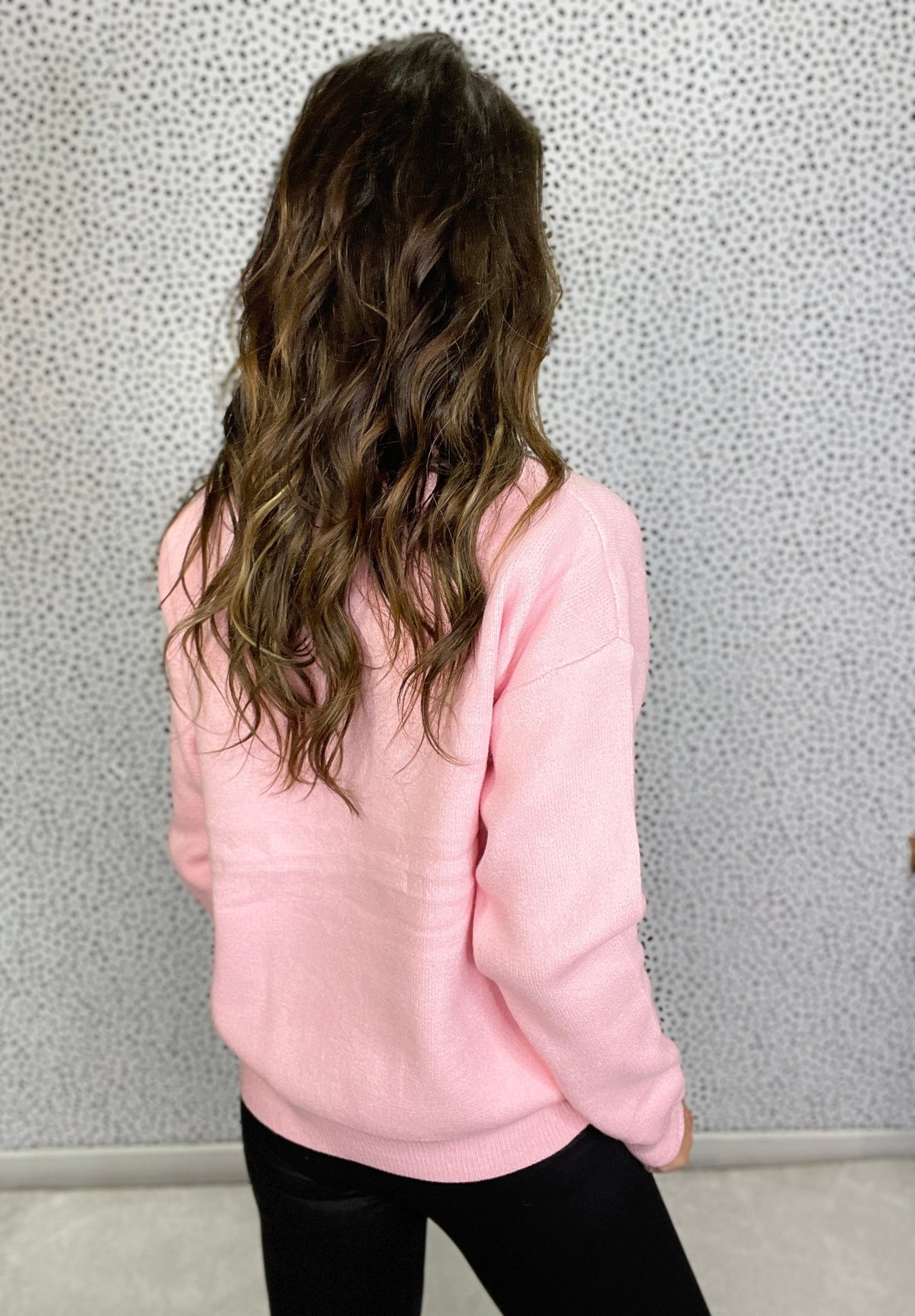 Pop The Champagne Sequined Embroidered Sweater In Pink *Final Sale*