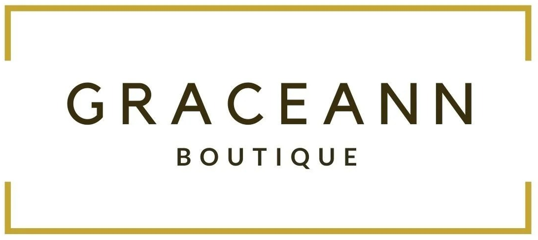 Logo of Graceann Boutique with a gold border on a white background