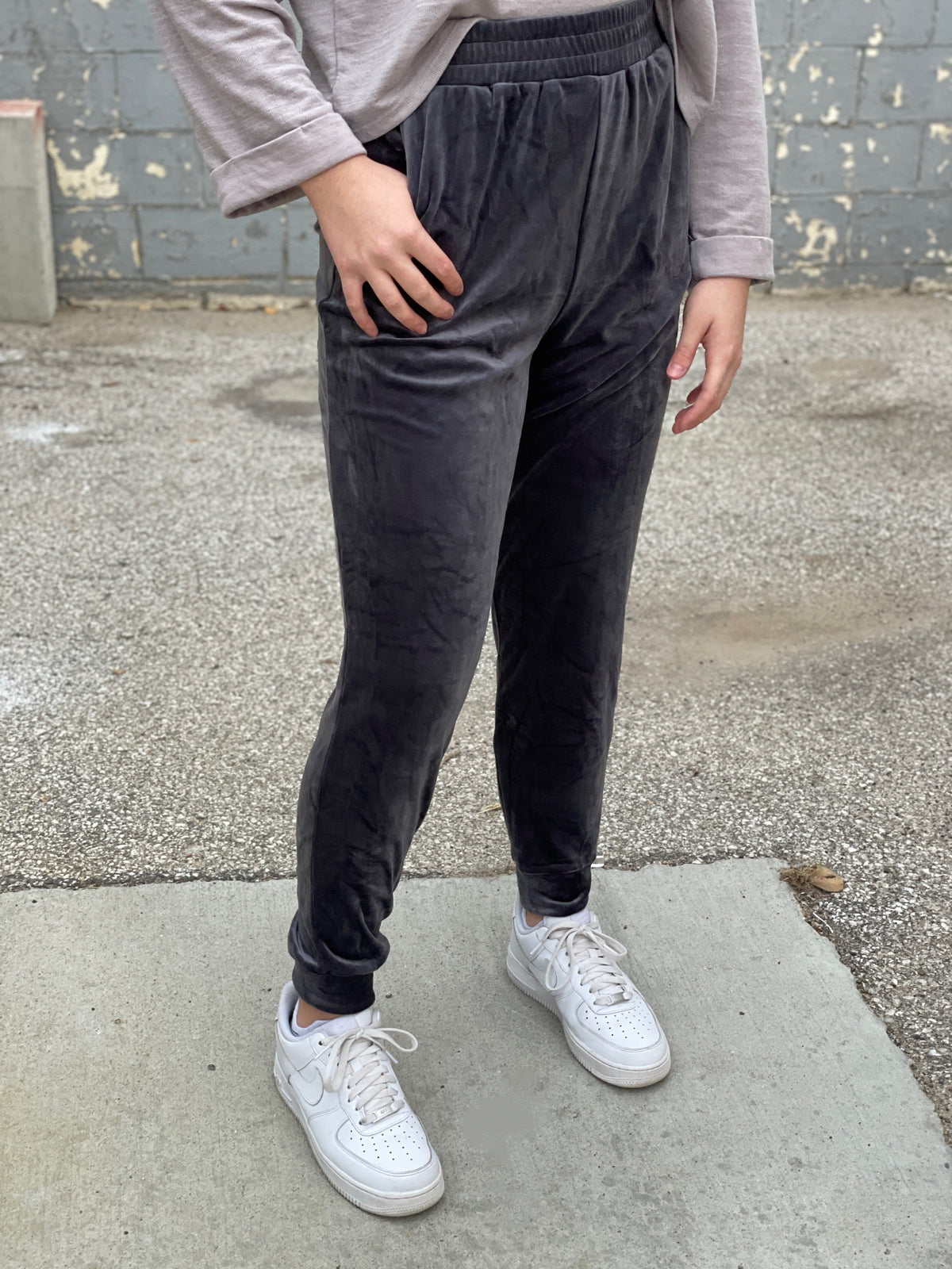Smooth Moves Velvet Grey Joggers *Final Sale*