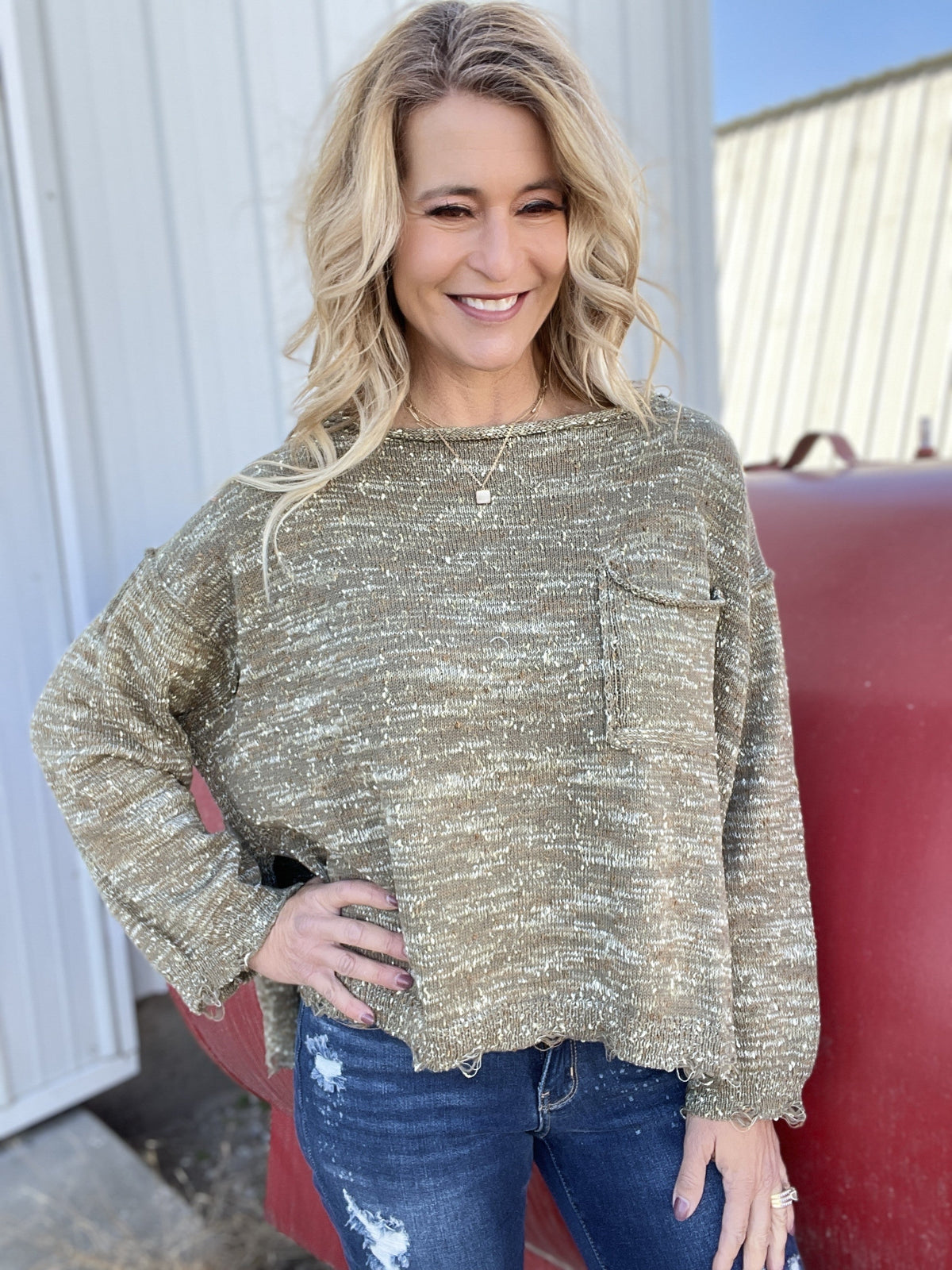 Olive Mixed Emotions Oversized Sweater *Final Sale*