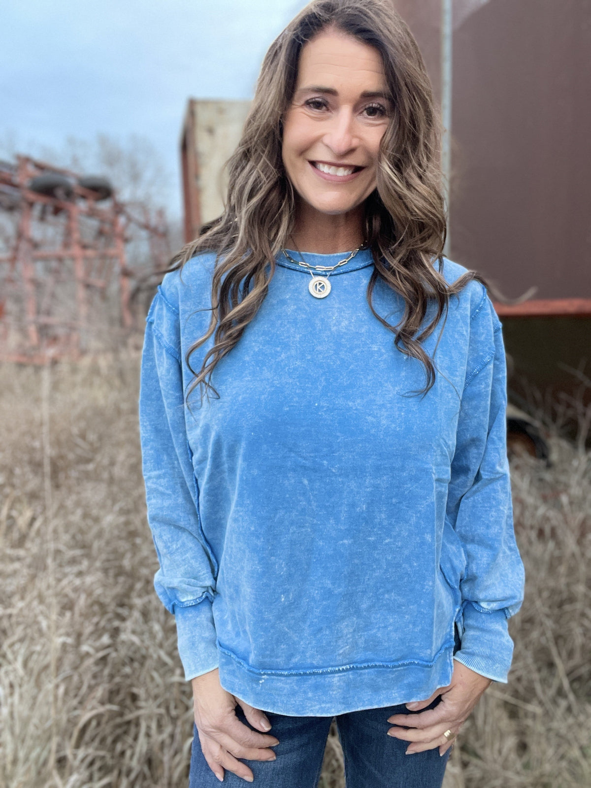 Give It Your All Seam Ice Detail Crewneck Top In 4 Colors *Final Sale*