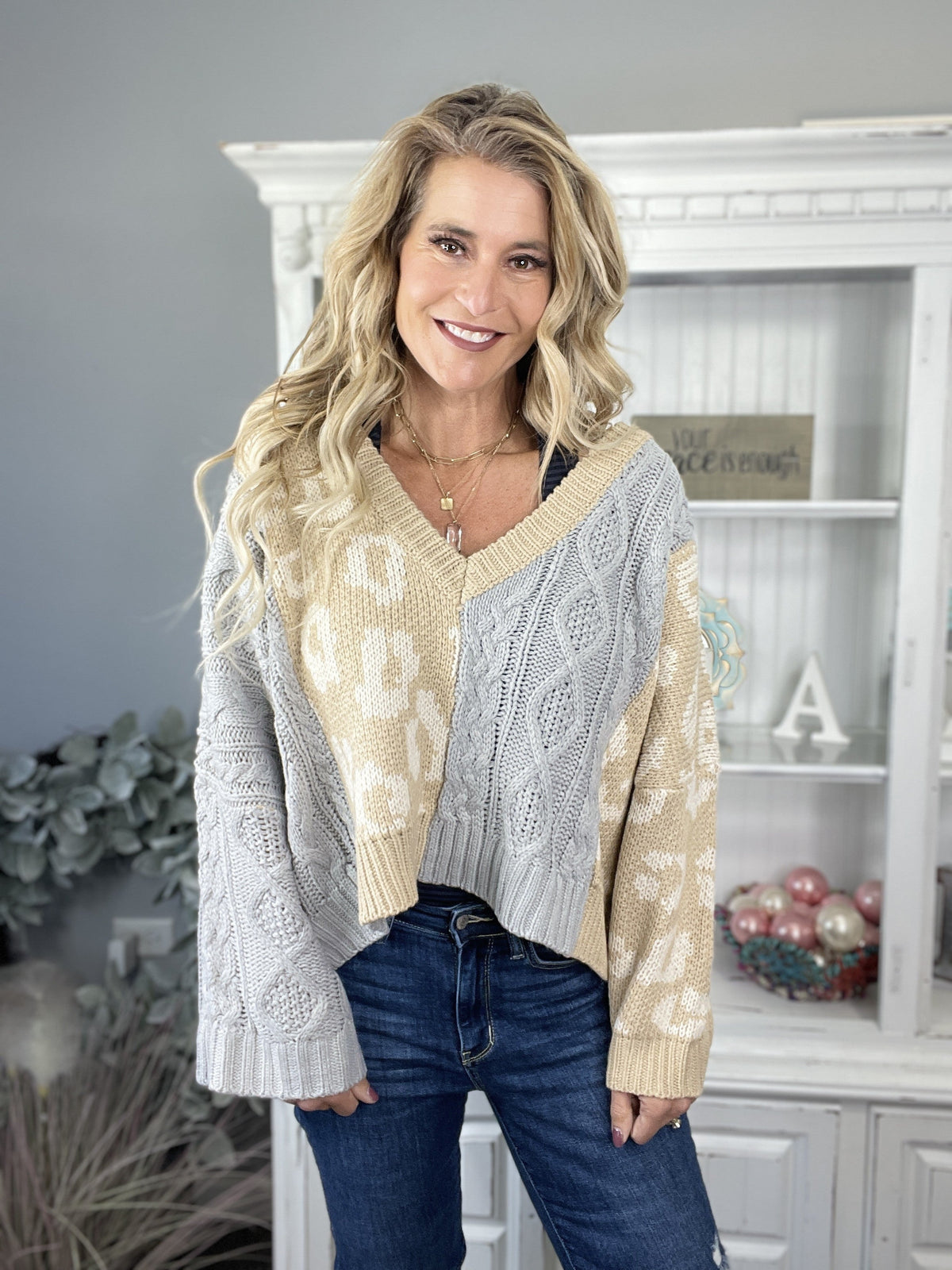 POL Mix Up Cable Knit Animal Sweater *Final Sale*