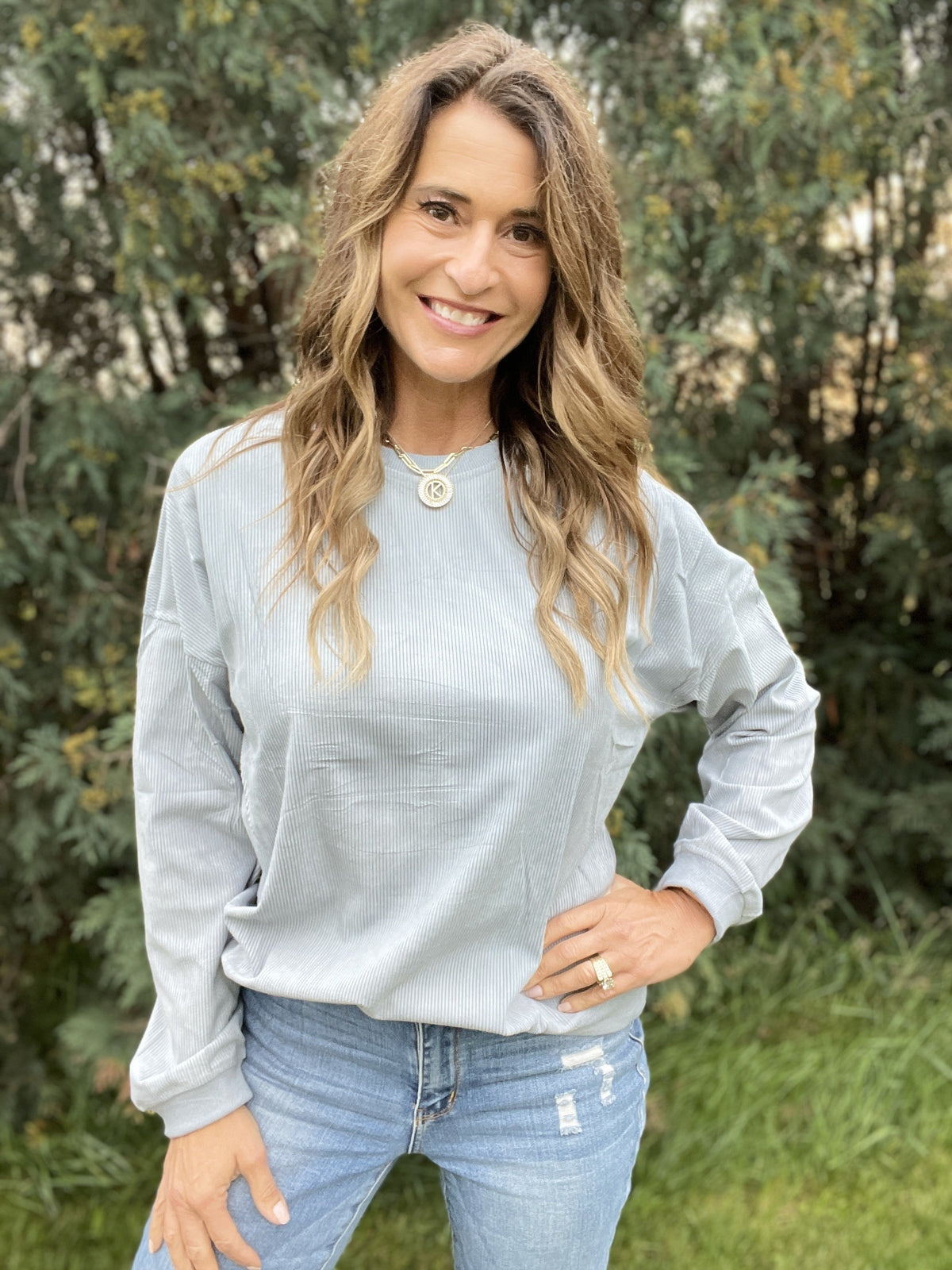 Casual Days Ribbed Crewneck Top *Final Sale*
