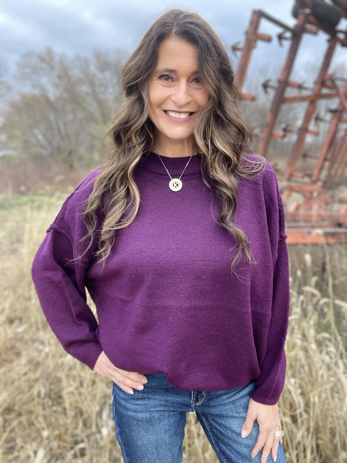 Top Of The Order Plum Sweater *Final Sale*
