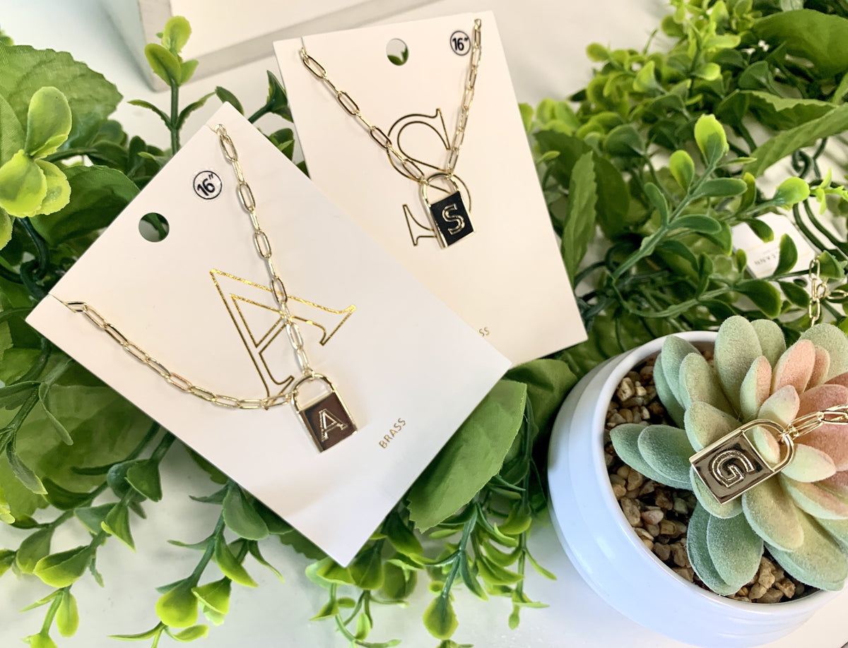 Padlock Initial Necklace