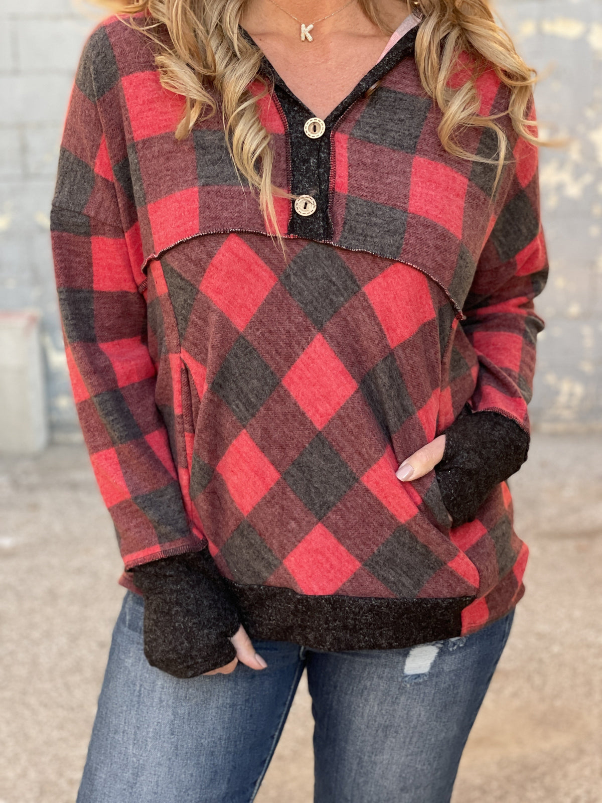 Plaid Perfection Hoodie Top *Final Sale*