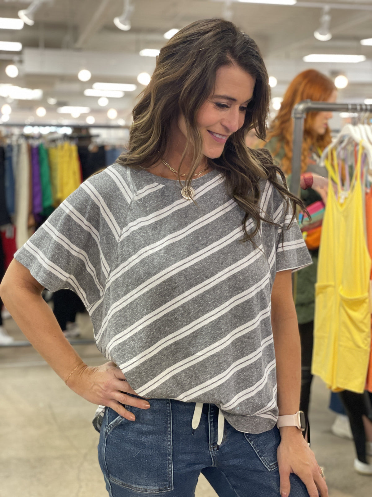 Side Stripe Oversized Round Neck Tee In Multiple Colors *Final Sale*