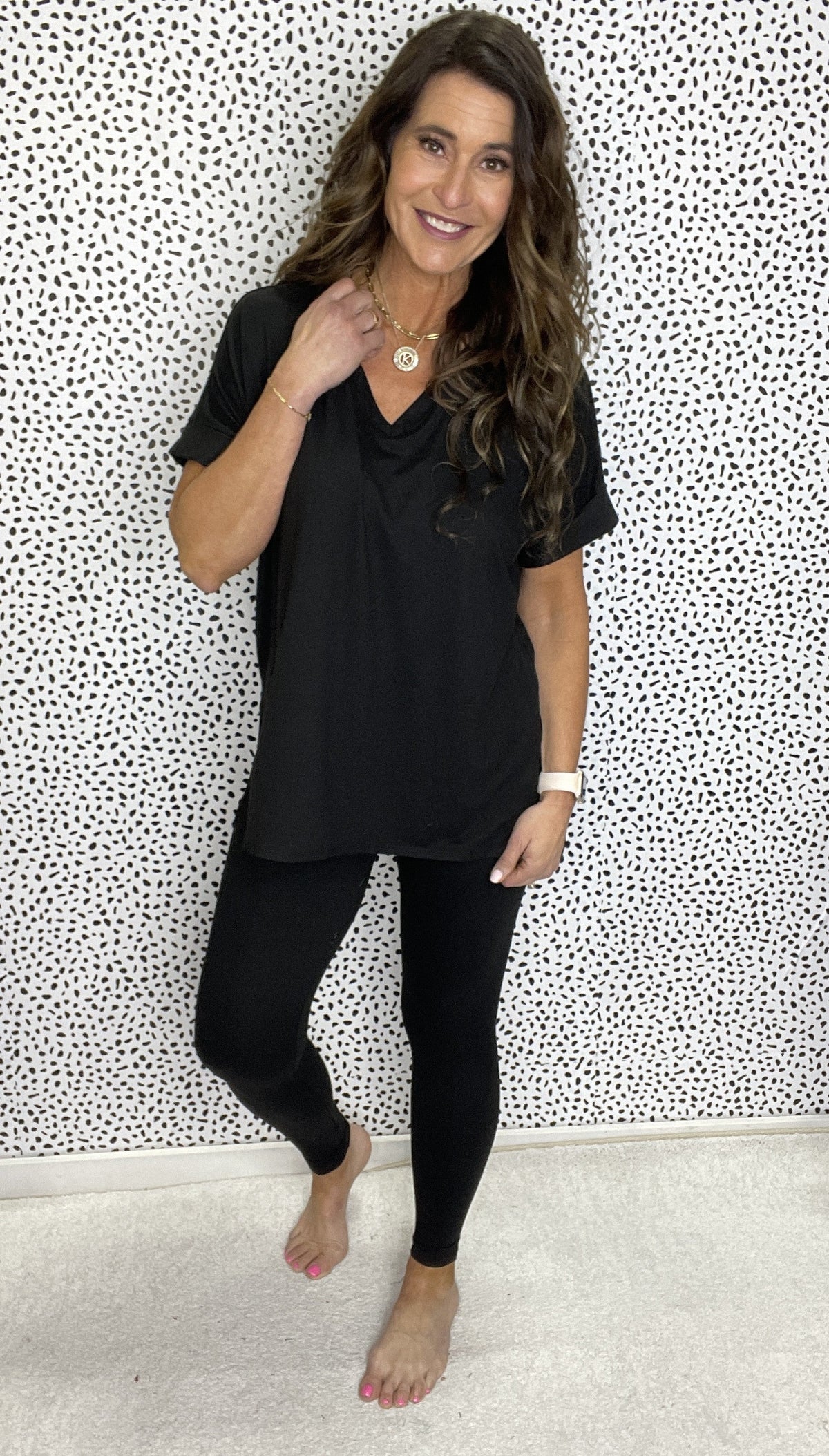 Going For It Buttery Soft VNeck Short Sleeve Lounge Set In Black *Final Sale*