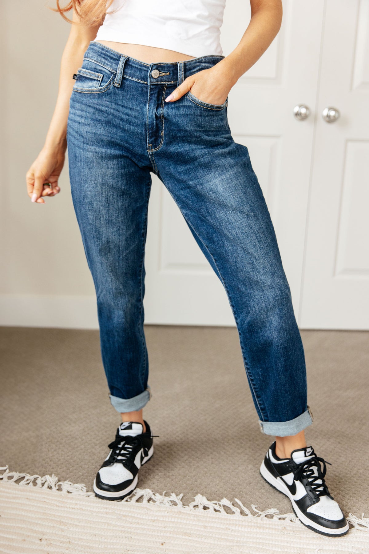 Judy Blue Lindie Midrise Cuffed Boyfriend Jeans - duplicate