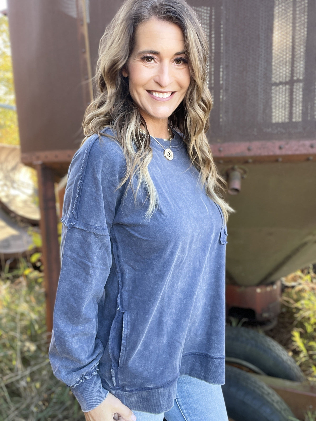 Frosted Details Casual Pullover Crewneck Top In 6 Colors *Final Sale*