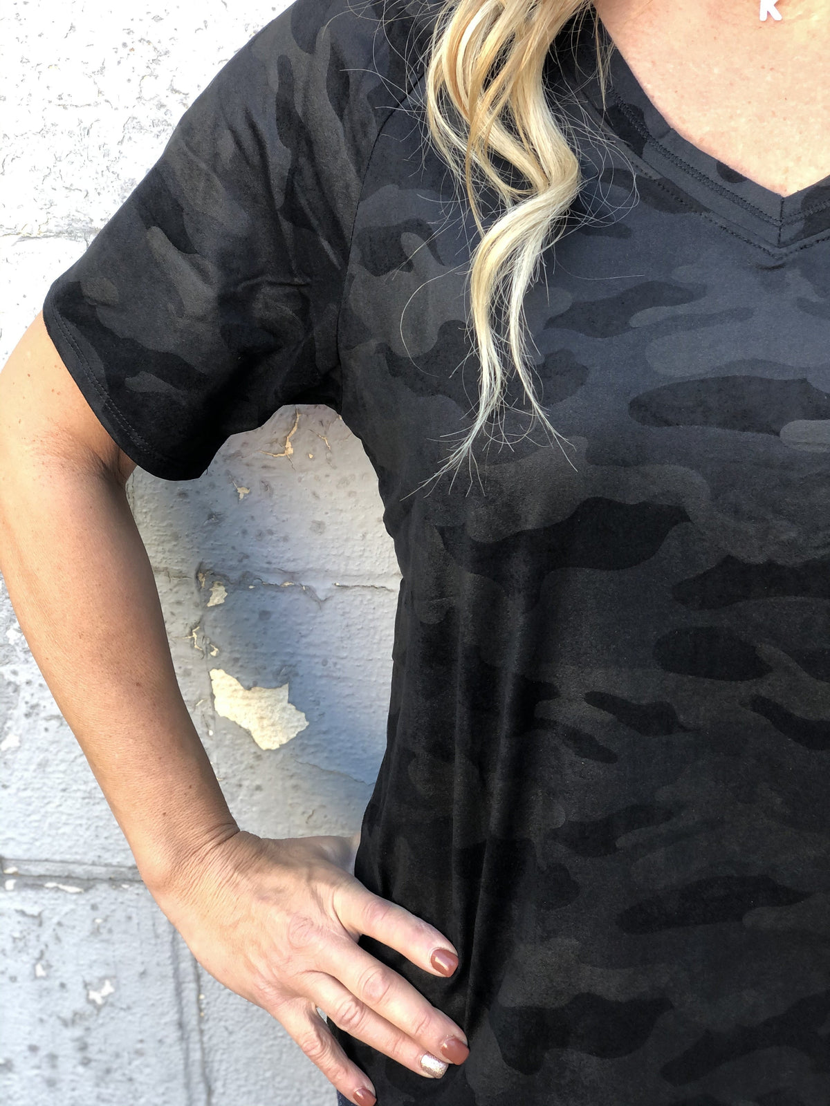 Sueded Camo Taylor Top