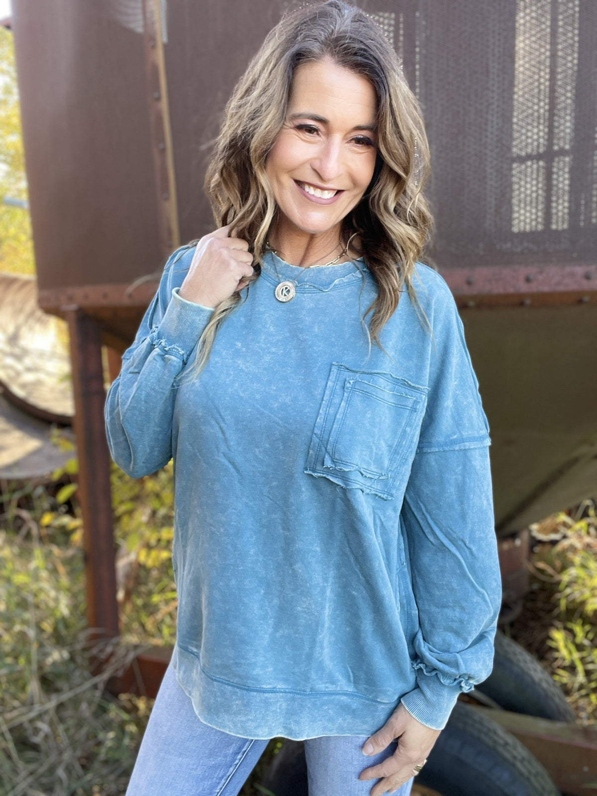 Frosted Details Casual Pullover Crewneck Top In 6 Colors *Final Sale*