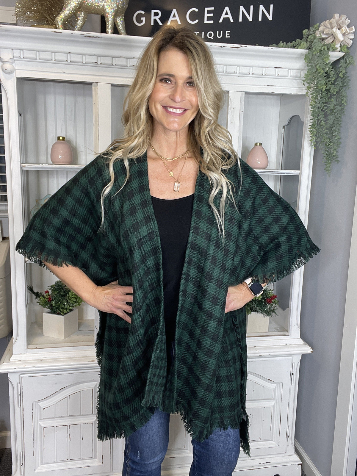 Check Mate Plaid Poncho *Final Sale*