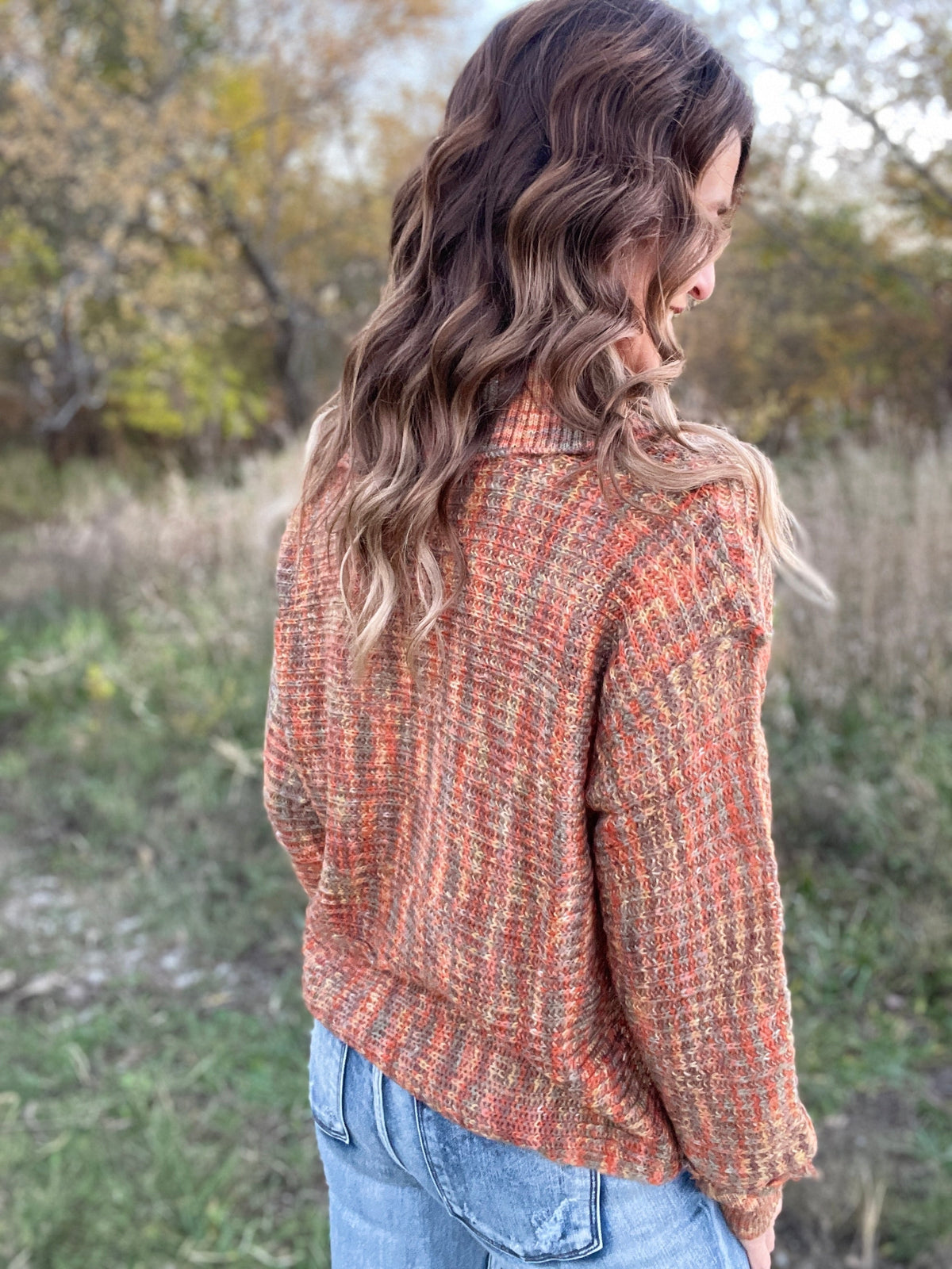 Blissful Amber & Olive V Neck Collared Knit Sweater *Final Sale*