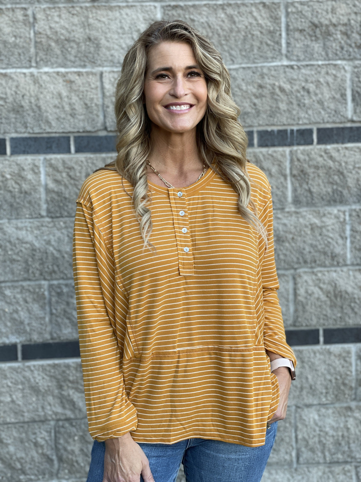 Golden Nugget Henley Stripe Top *Final Sale*