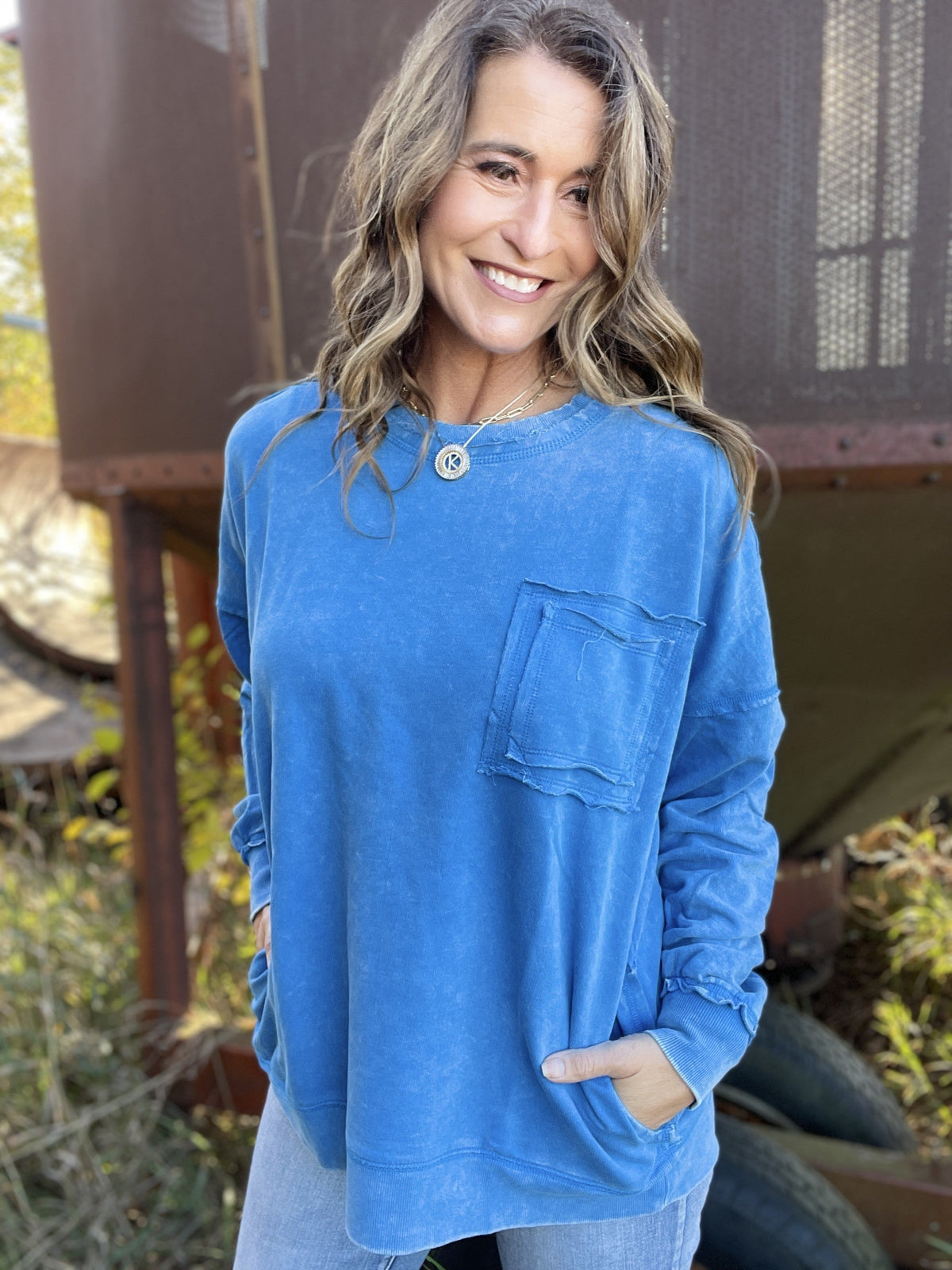 Frosted Details Casual Pullover Crewneck Top In 6 Colors *Final Sale*