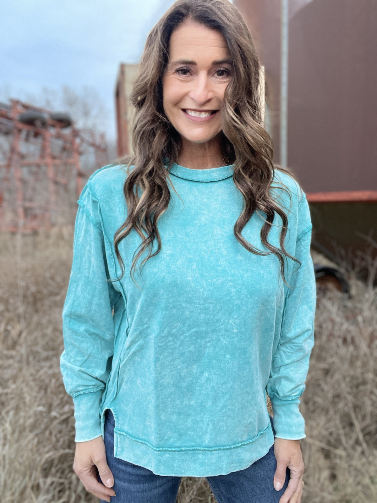 Give It Your All Seam Ice Detail Crewneck Top In 4 Colors *Final Sale*