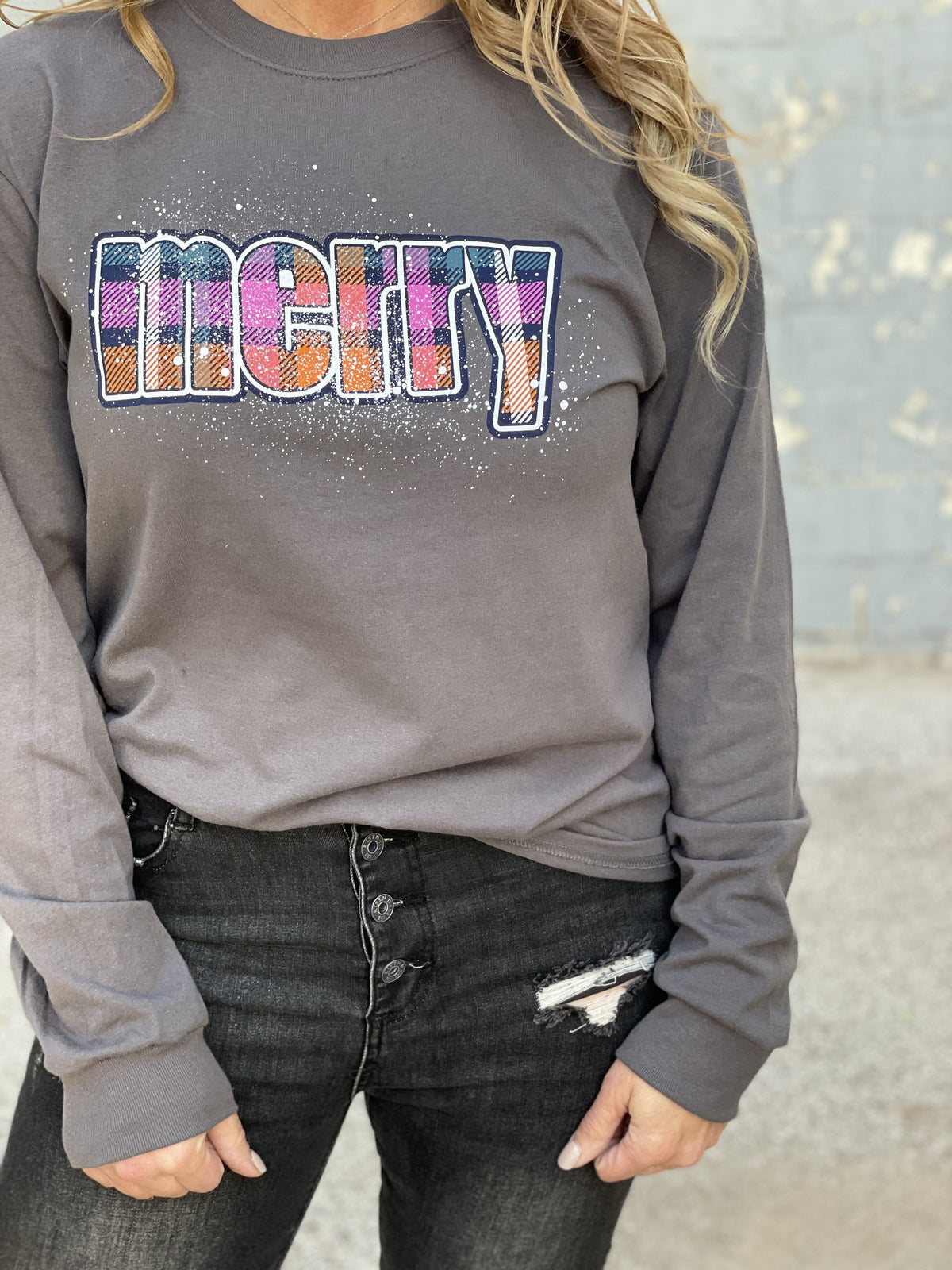 Plaid Merry Long Sleeve Tee *Final Sale*