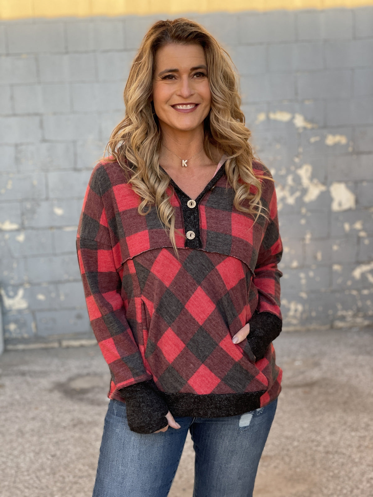 Plaid Perfection Hoodie Top *Final Sale*