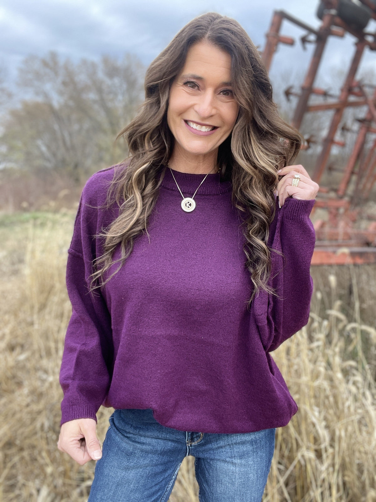 Top Of The Order Plum Sweater *Final Sale*