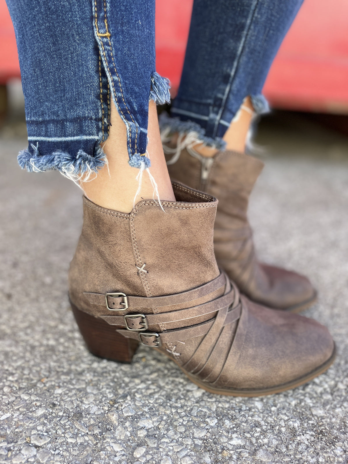 Taupe Crossing The Lines Booties *Final Sale*