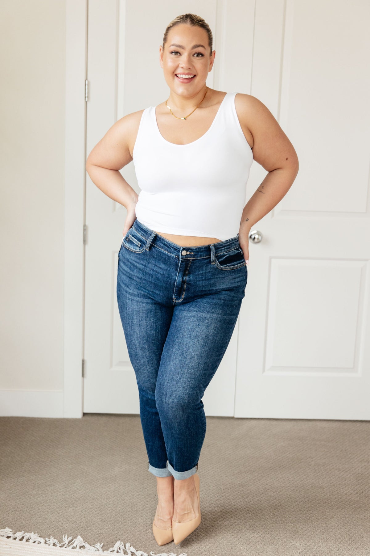 Judy Blue Lindie Midrise Cuffed Boyfriend Jeans - duplicate