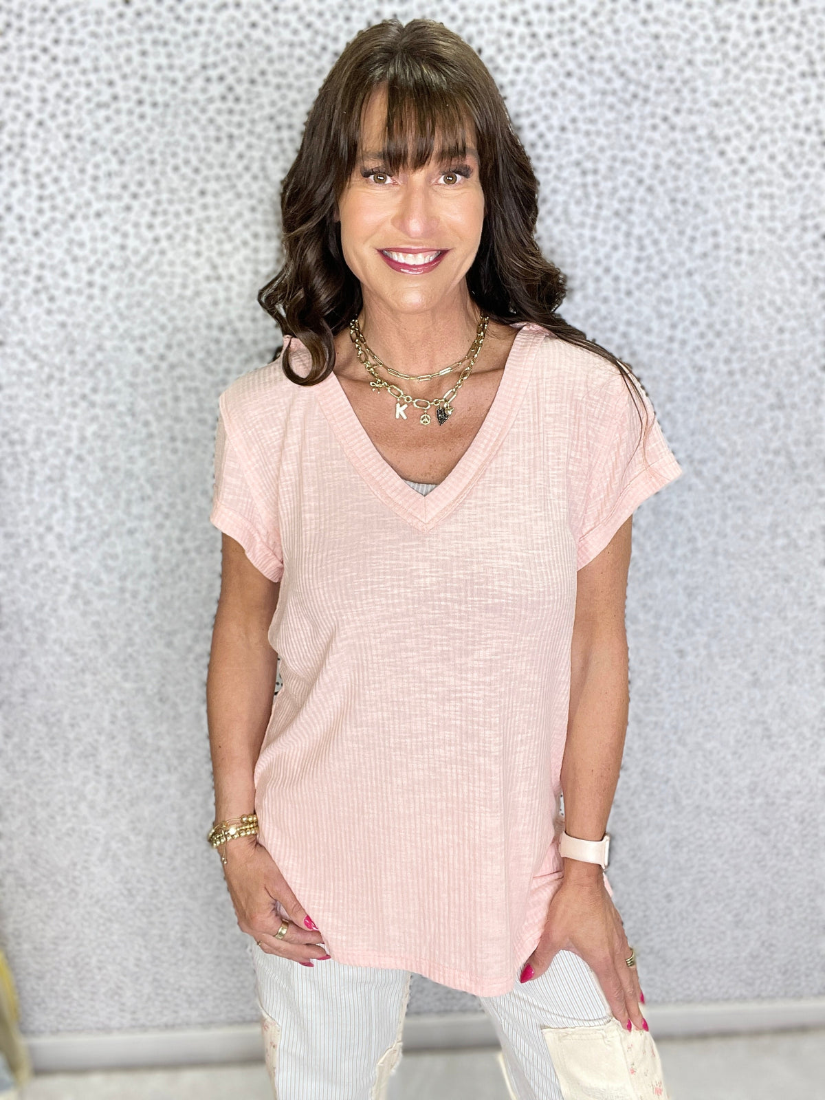 POL Casually Sweet V-Neck Short Sleeve Top In 5 Colors