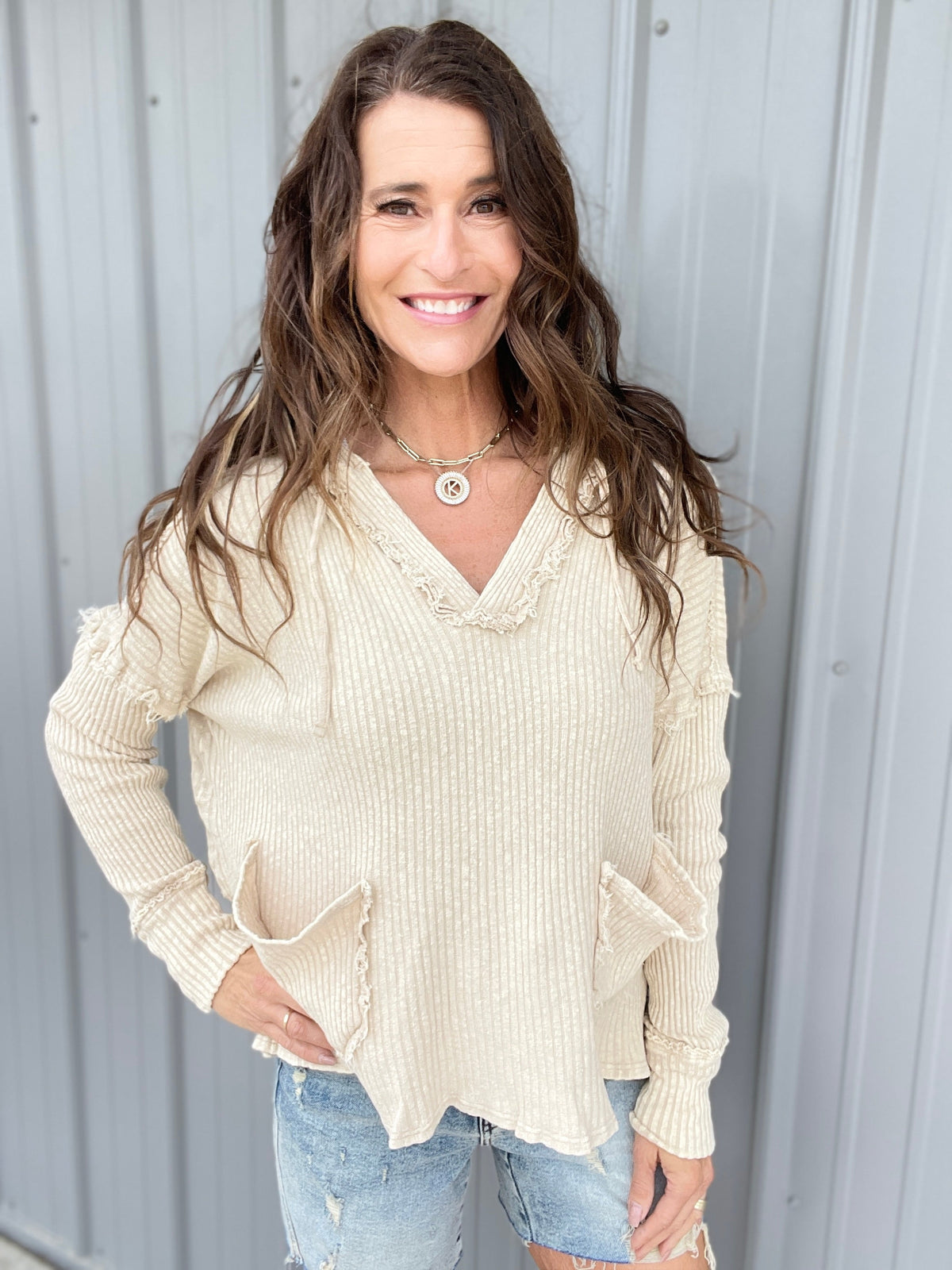 Set Your Goals Rib Knit Hoodie In 7 Colors: Khaki, Plum, Mocha, Blue, Mushroom, Oatmeal, Sage *Final Sale*