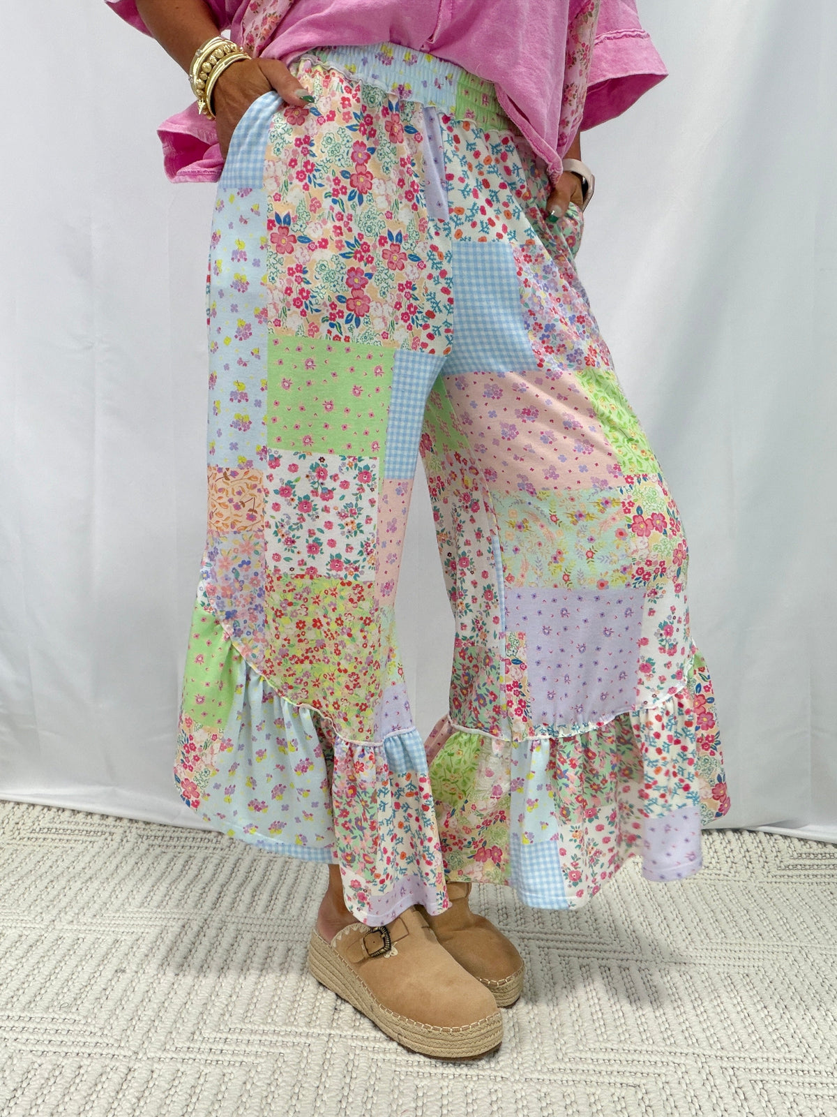 Spring Picnic Patch Ruffle Pants In 2 Colors *Final Sale*