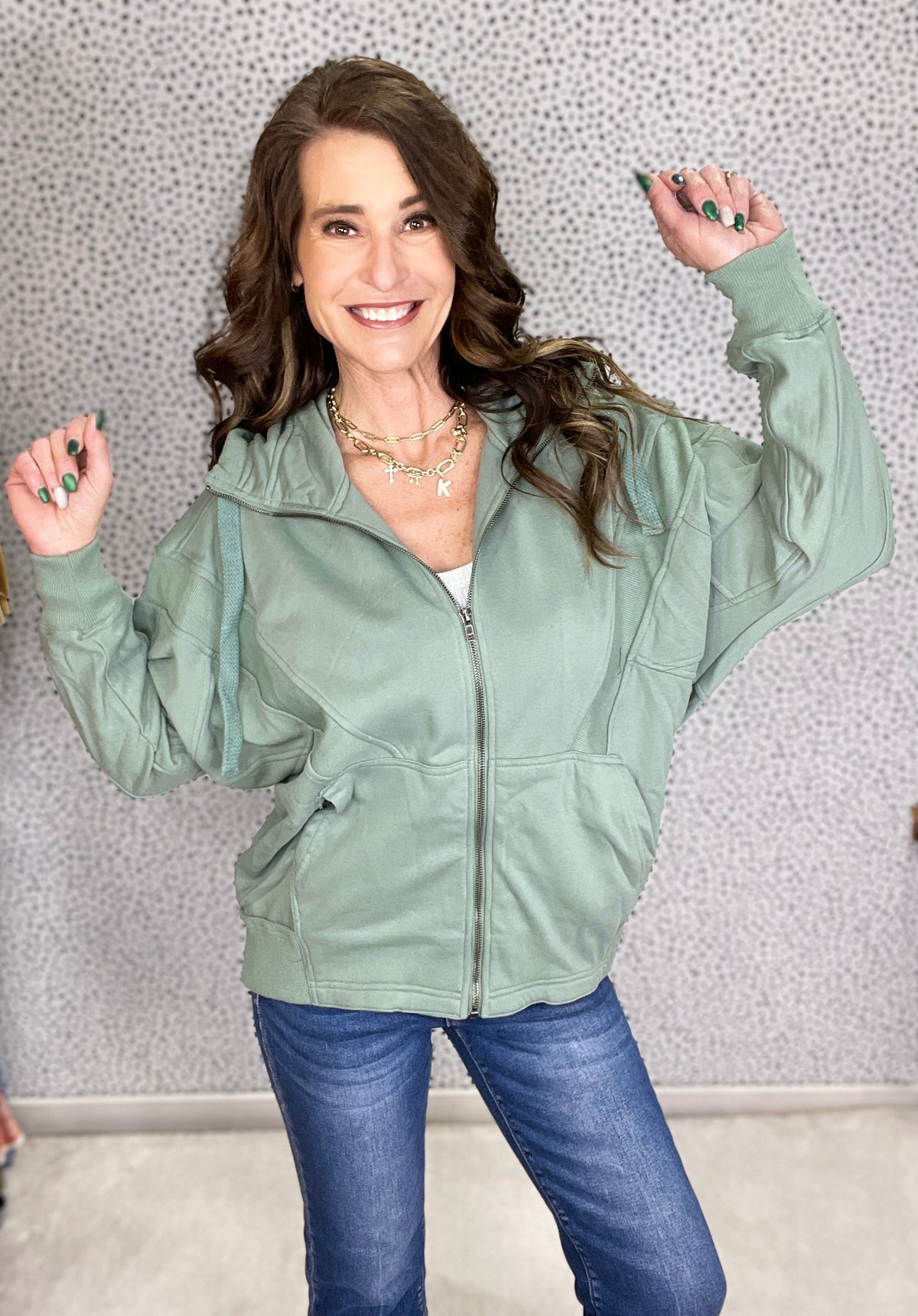 City Edge Terry Knit Full Zip Up Hoodie In 2 Colors
