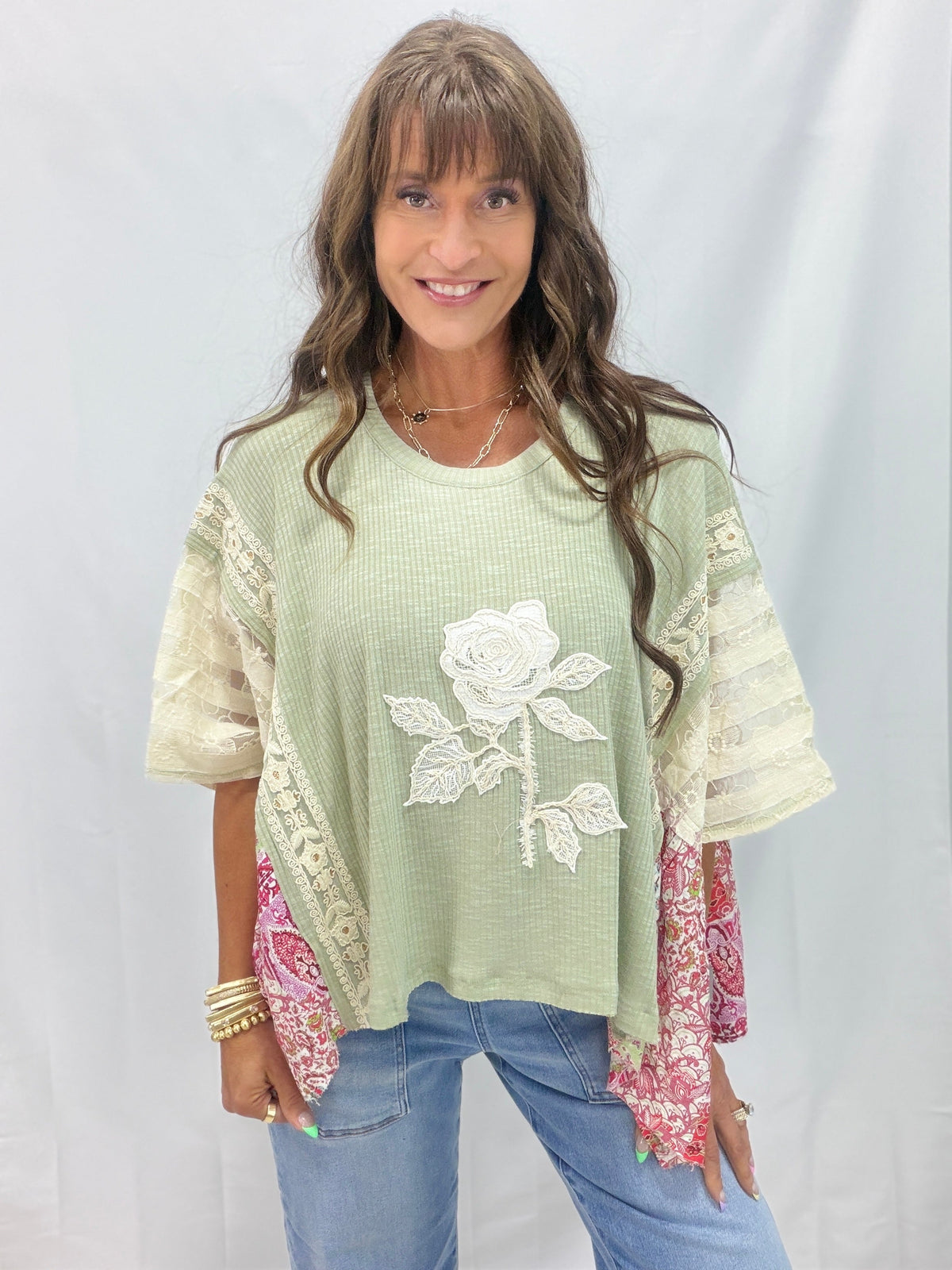 POL Starlit Floral Ribbed Knit Top In 3 Colors