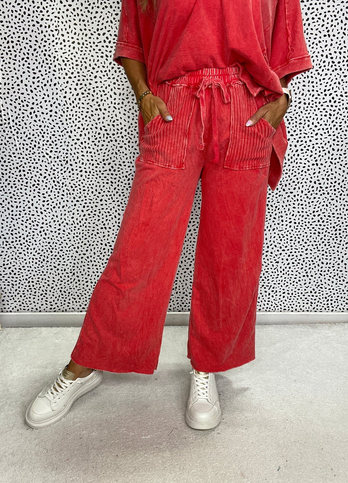Lucky Lady Ribbed Accent Easy Mineral Wash Pants In 6 Colors