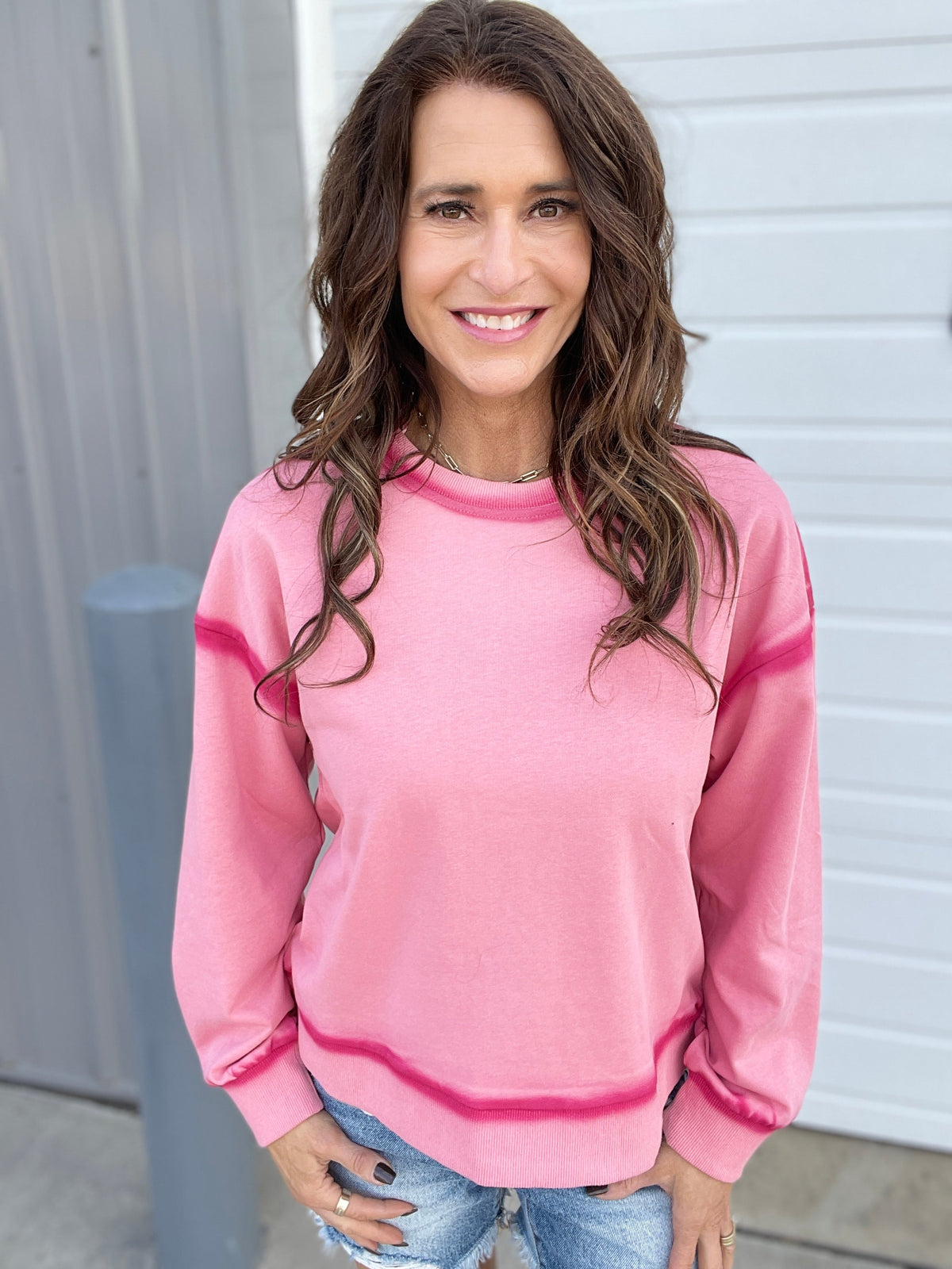 Let's Dream Faded Oil Washed Pullover In 4 Colors: Rose, Grey, Denim Blue, Taupe