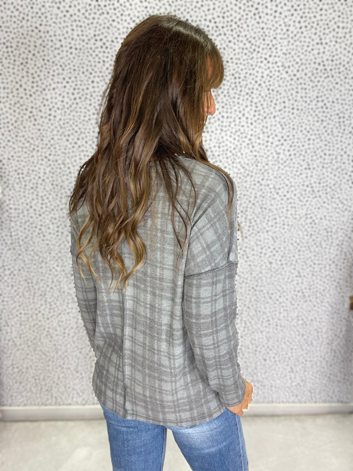 Faded Days Plaid Top in Grey *Final Sale*