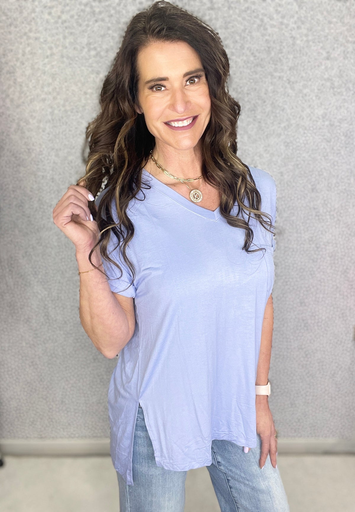 Pocketed V Neck Tee *Final Sale*