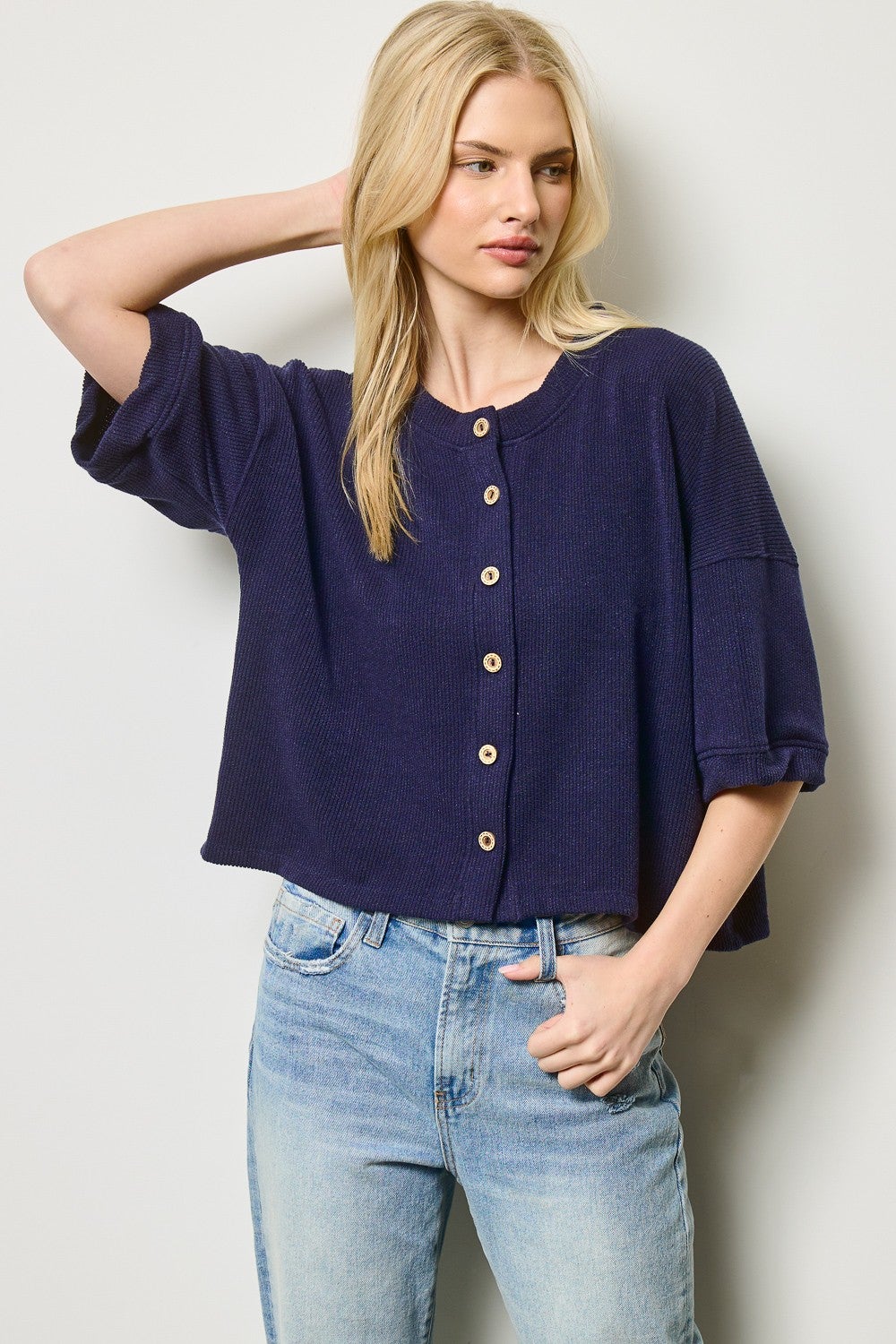 Pre-Order Rib Knit Button-front Top In 3 Colors *Final Sale*