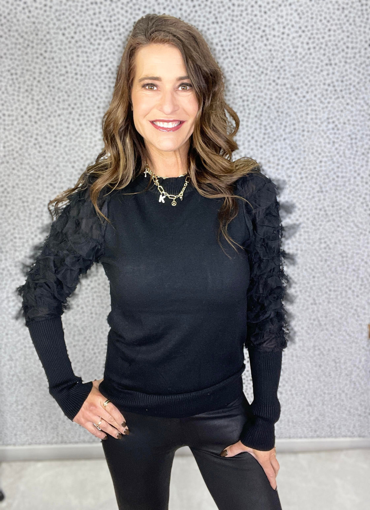 An Enchanted Evening Tiered Lace Sleeve Sweater