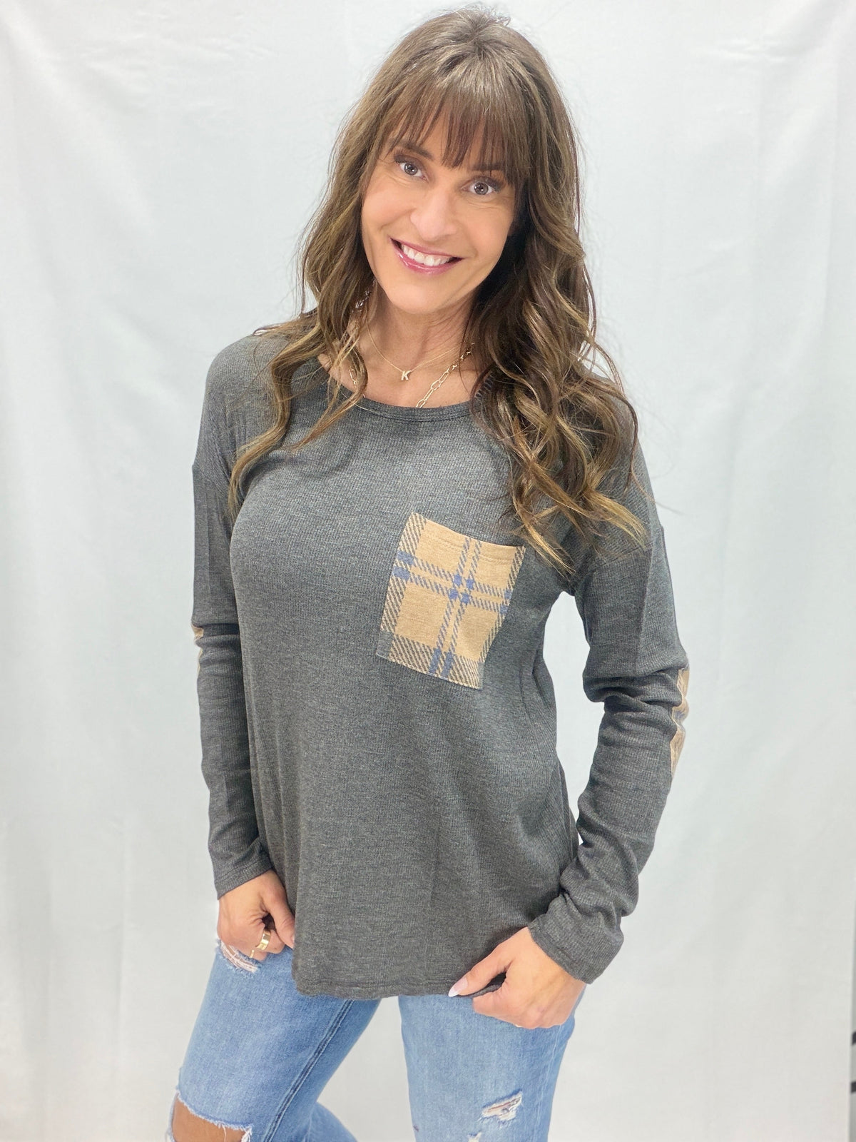 Cozy Contrast Plaid Top *Final Sale*