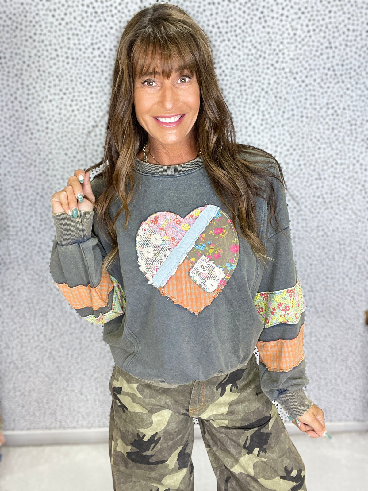 Patchwork Heart Sweatshirt in 3 Colors